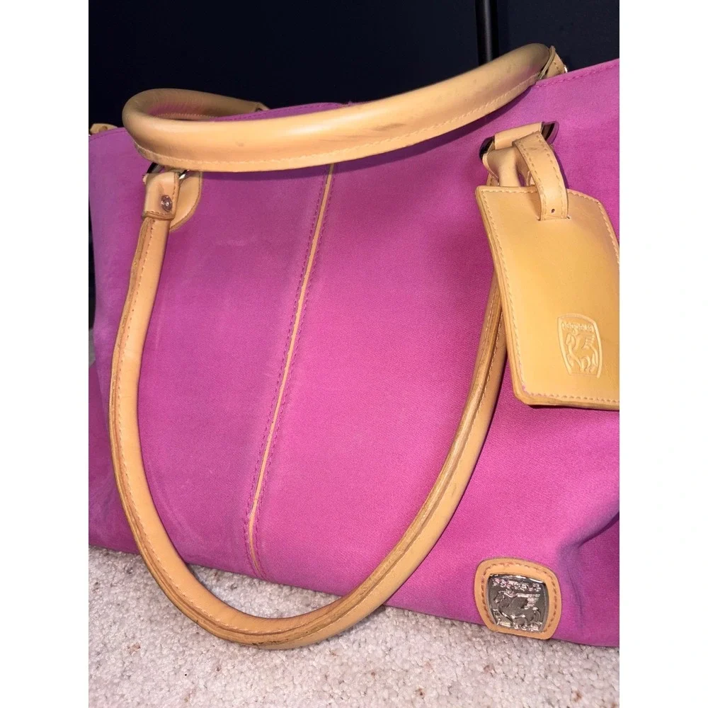 Pegasus Pink‎ & Tan Large Y2K Canvas Tote Shoulder Bag Carry-on